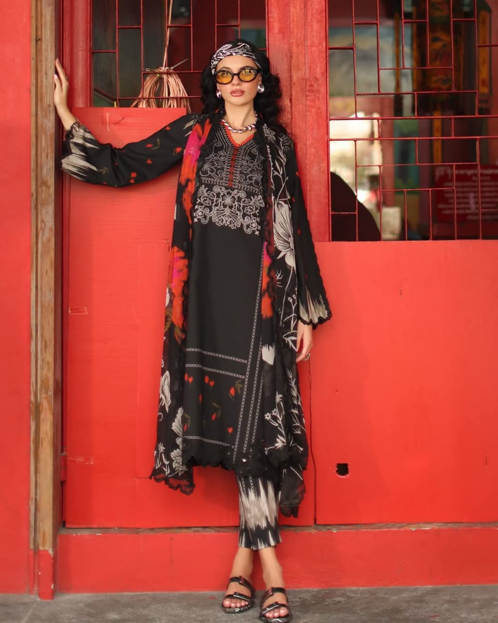 Black Digital Printed 3-Piece Suit