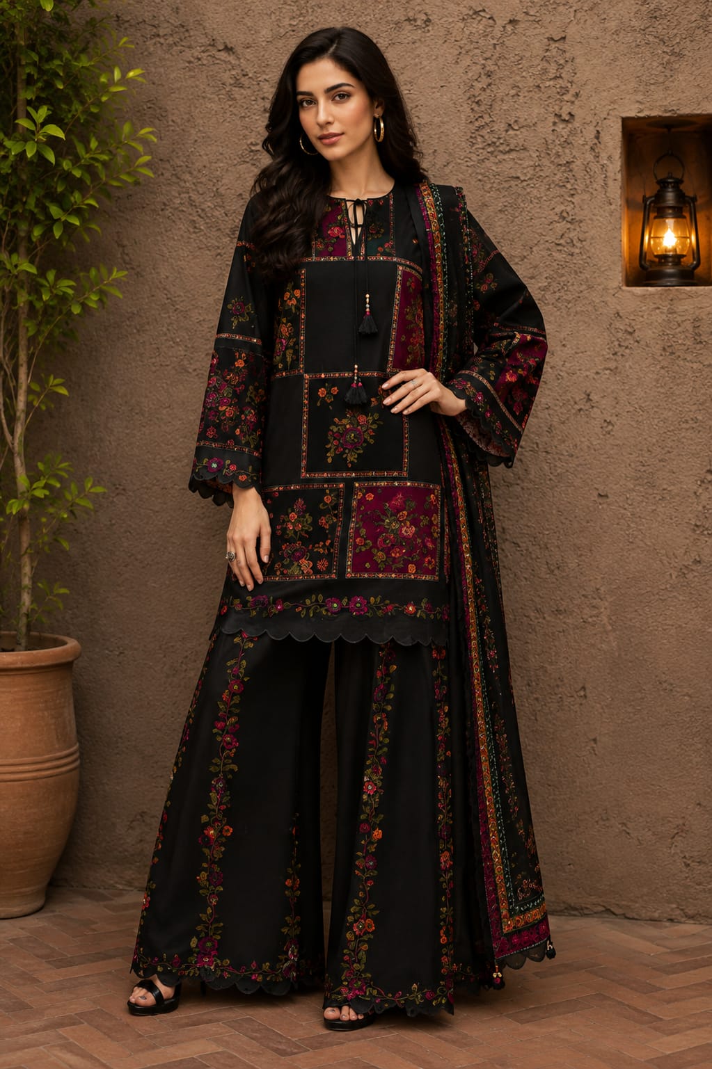 3pc printed silk
