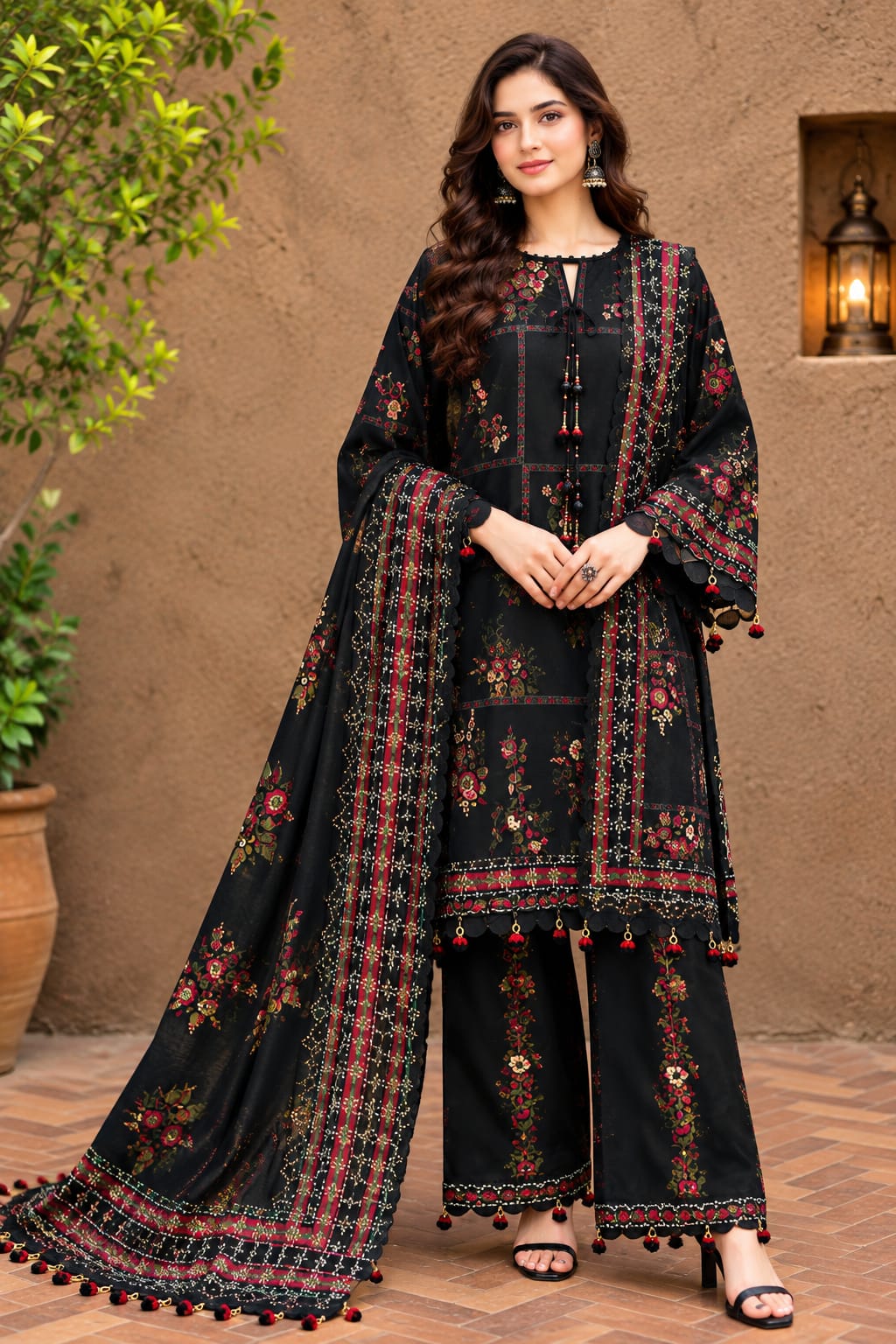 3pc printed silk