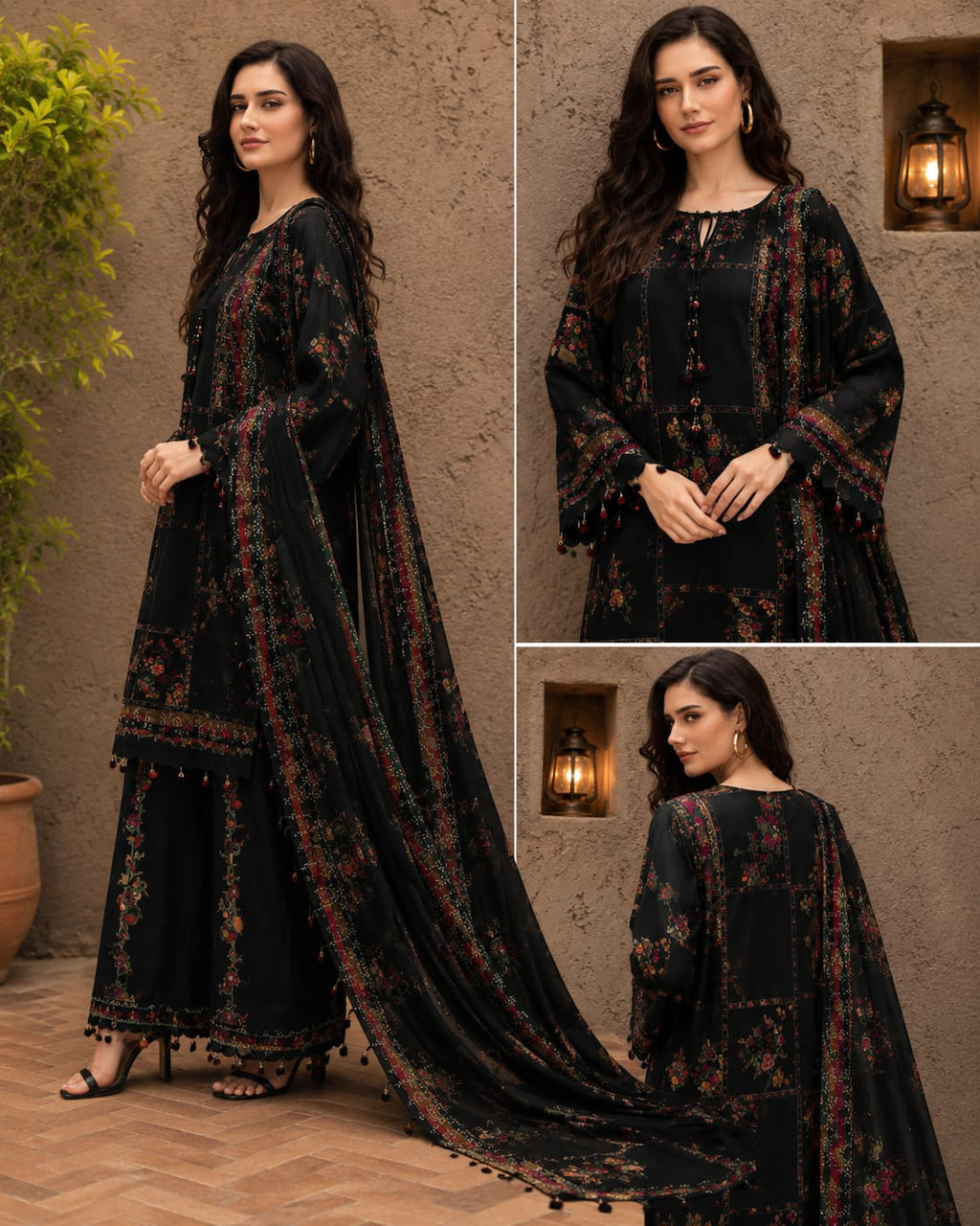 3pc printed silk