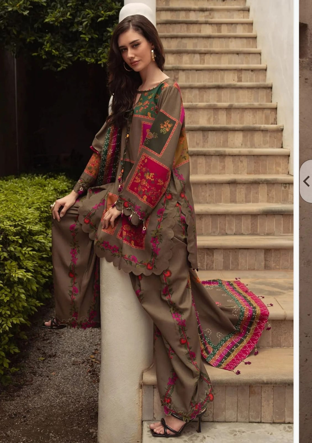 Floral block print suit