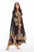 Digital Print Black Floral Elegant Long Shirt – 3 Piece
