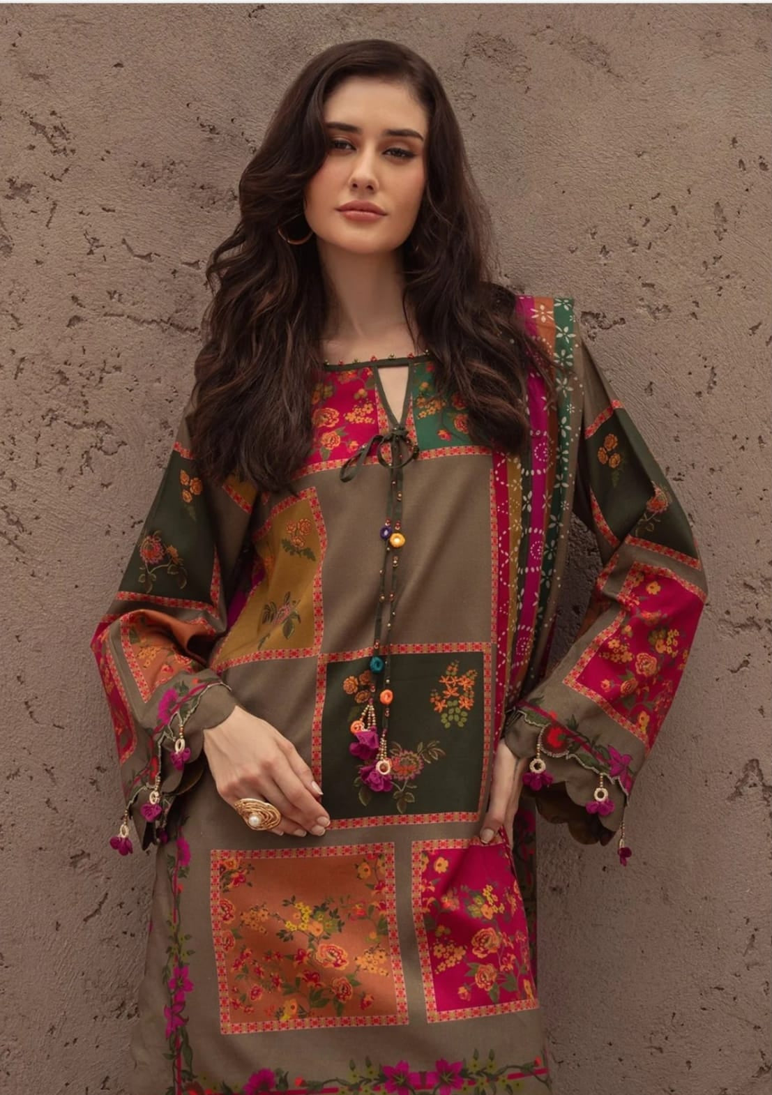 Floral block print suit